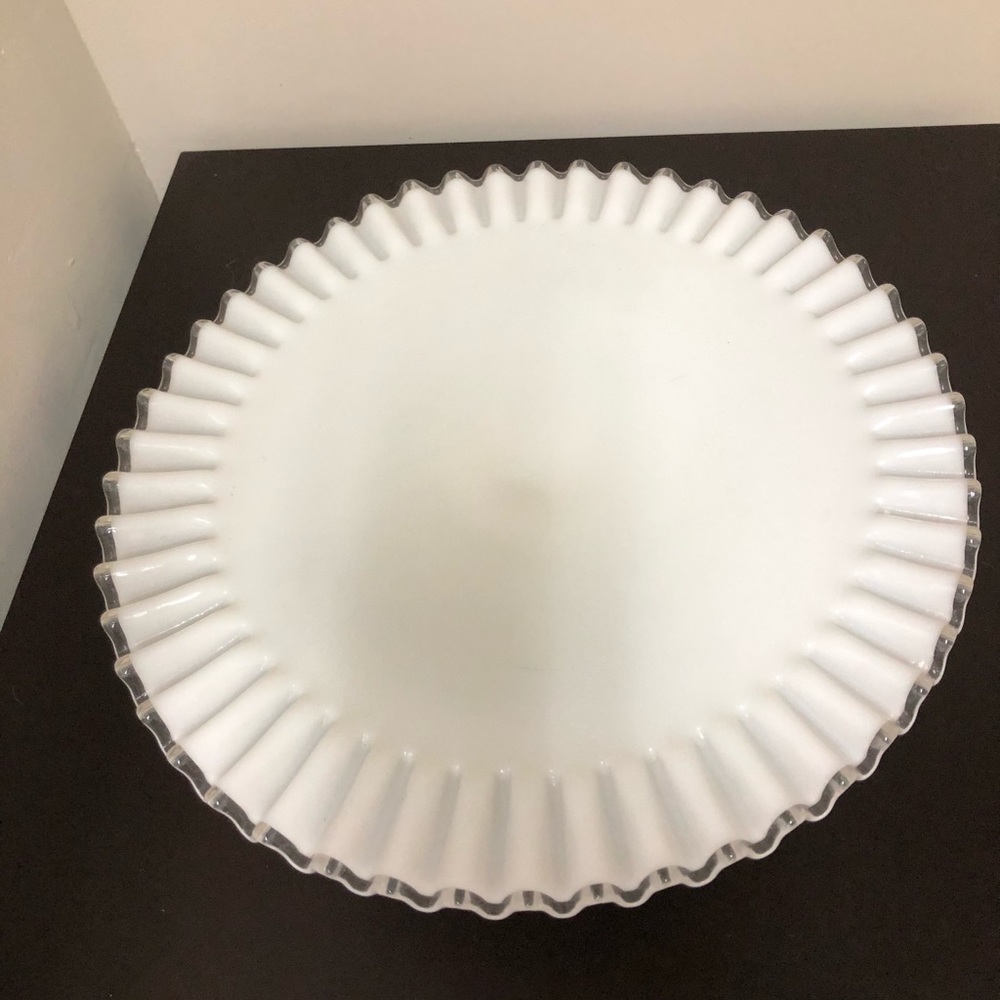 Fenton White Cake Stand with Ruffled Edge - Picture 2 of 2